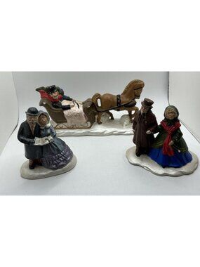 Vintage Byron Molds Christmas Village Ceramic Figurines Lot of 3 Village People